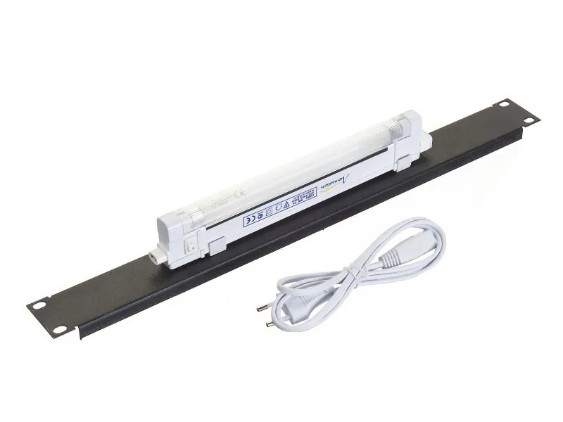 Лампа подсветки в шкаф 19", 1U, 6W, кабель 1,2 метра, черная
