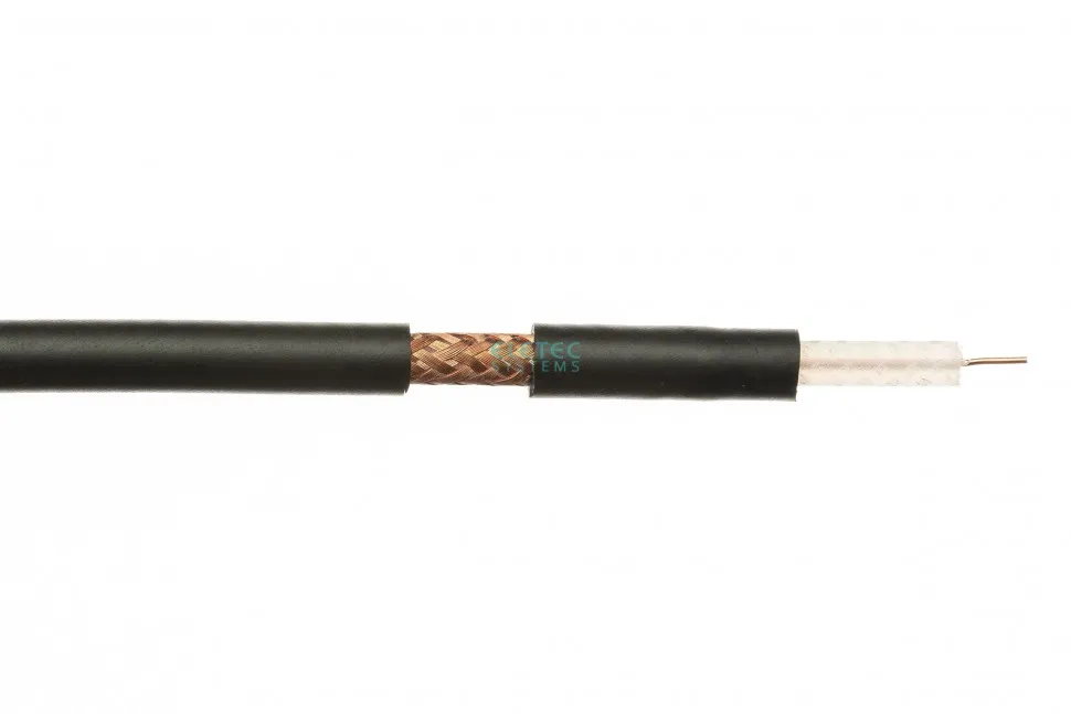 Кабель коаксиальный RG-59 B/U MIL17  экран 112%, черный, 100 м