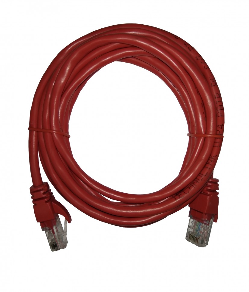 Патч-корд Technolink UTP4 cat 5e, 3,0м, ВС, LSZH, красный, литой коннектор