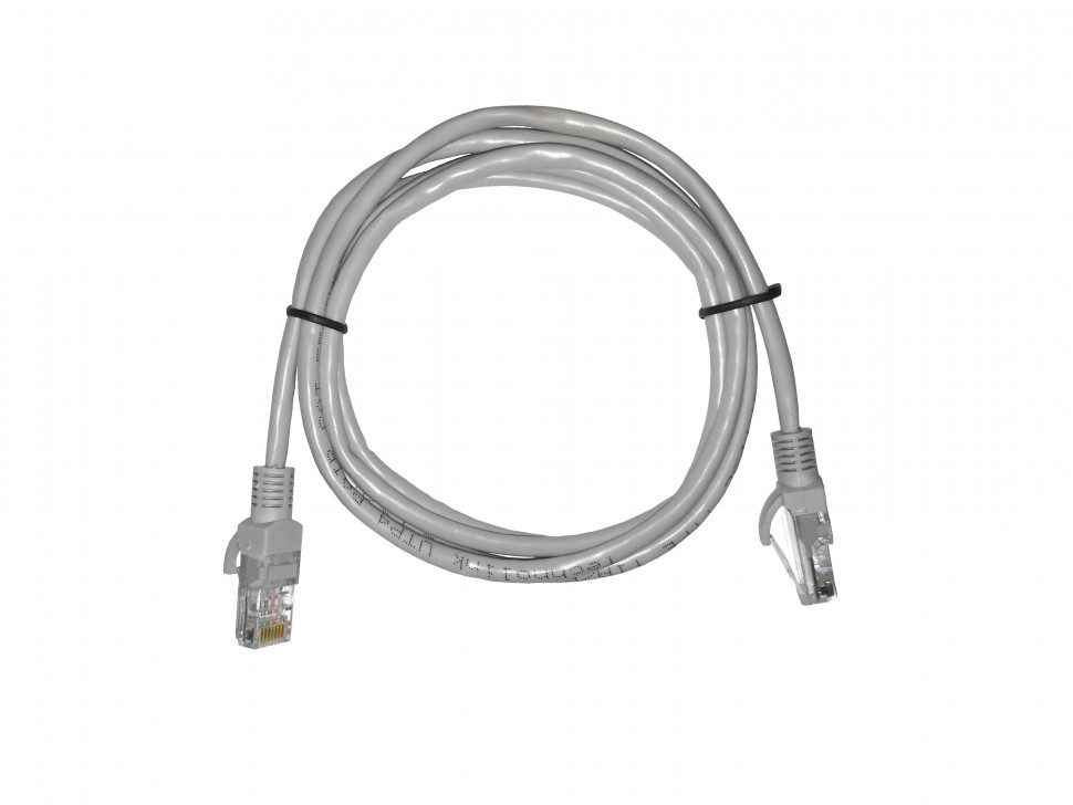 Патч-корд, UTP4, cat.5е, 1.5м, Сu, LSZH, литой коннектор, серый, TechnoLink