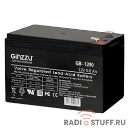 Ginzzu Батарея GB-1290 (RTL) свинцово-кислотный, необслуживаемый, технология AGM, 12В / 9Ач,  клемма 5/7мм