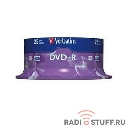 Verbatim Диски DVD+R  4.7Gb 16х, 25 шт, Cake Box (43500)