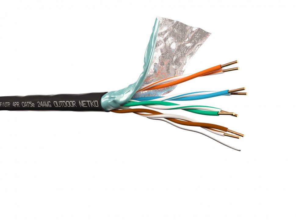 Кабель F/UTP4  (FTP4) cat.5e, 4 пары 24 AWG BC, одножильный, экранированный, для наружных работ, катушка, 305м, FLUKE TEST, NETKO Expert