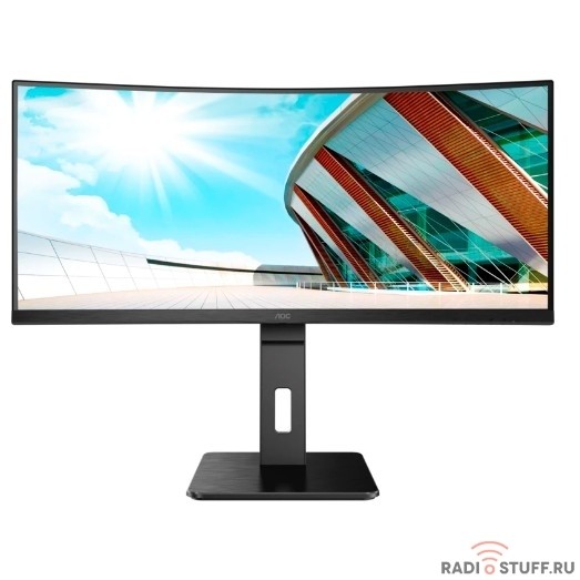 LCD AOC 34" CU34P2A {VA Curved 1500R 3440x1440@100Hz 21:9 1ms 2xHDMI DisplayPort 4xUSB3.0 3000:1 178/178 300cd Speakers HAS Tilt Swivel Black-Red}