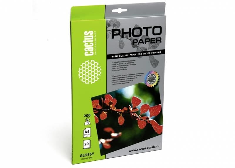 Бумага A4 PHOTO GLOSSY 20SH CS-GA420020 CACTUS