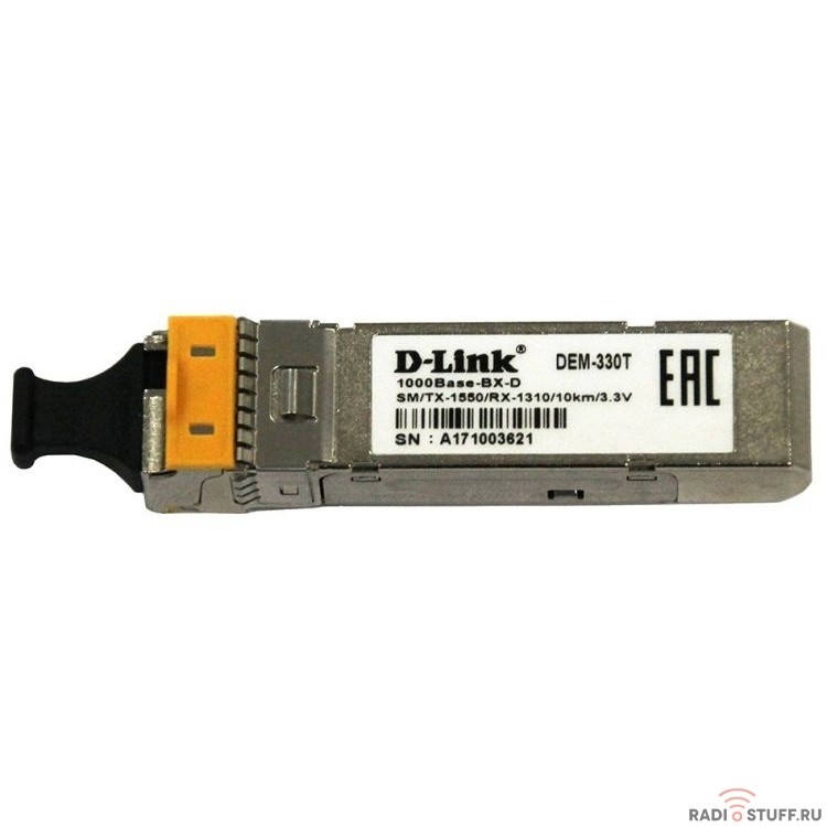 D-Link 330T/10KM/A1A 1000BASE-LX Single-mode 20KM WDM SFP Tranceiver, support 3.3V power, LC connector 