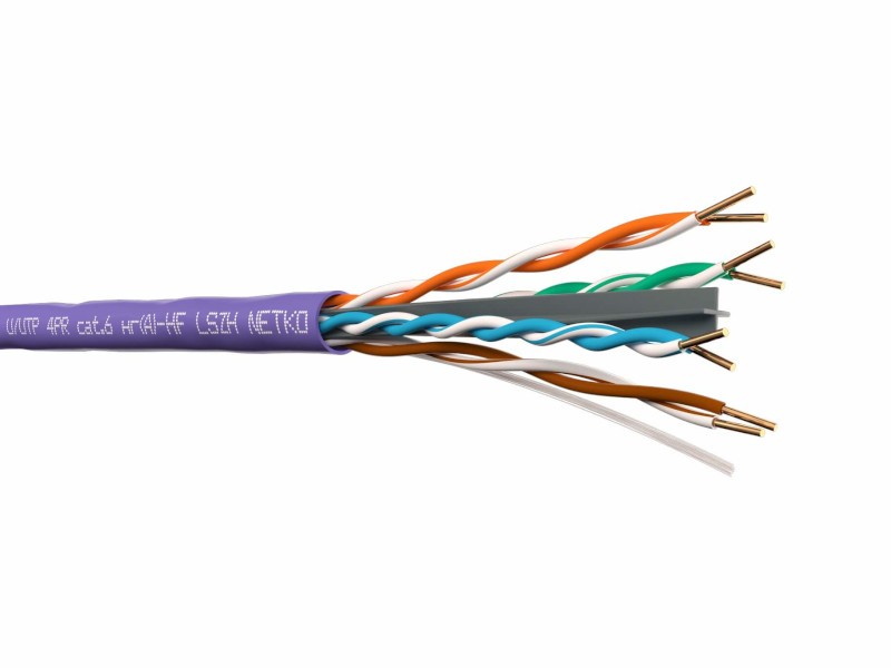 Кабель U/UTP4 cat.6, 4 пары 23 AWG BC, 305м, с крестовиной, нг(А)-HF LSZH - малодымный, не содержащий галогенов; фиолетовый; одножильный, FLUKE TEST, NETKO Expert СКС