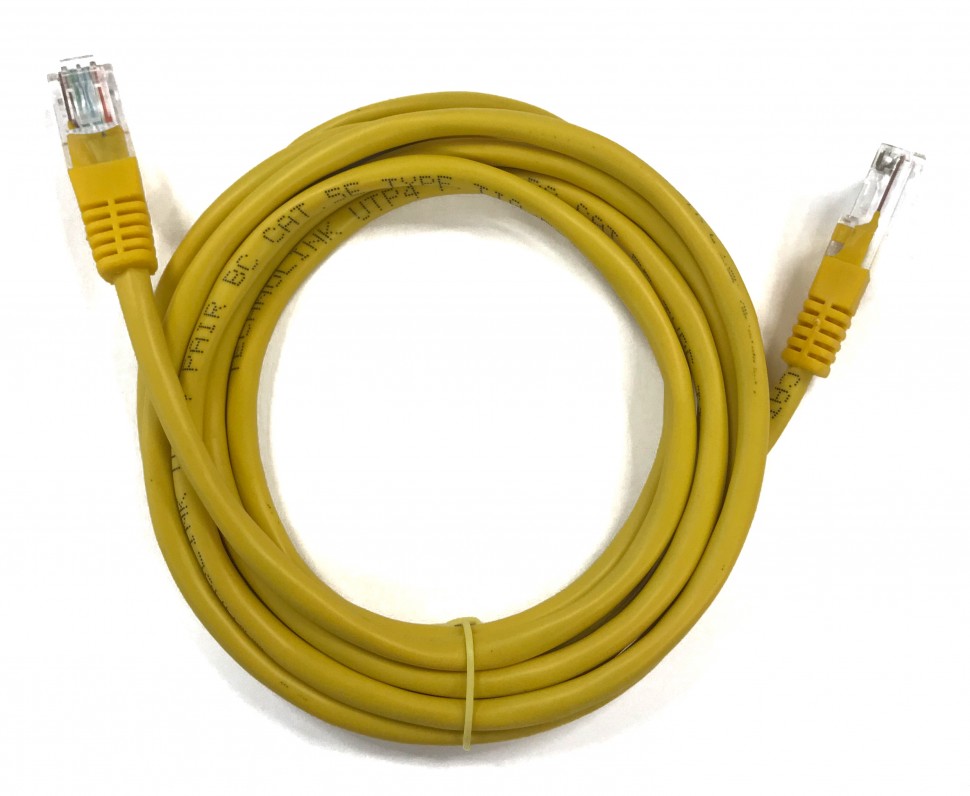 Патч-корд Technolink UTP4 cat 5e, 2,0м, ВС, LSZH, желтый, литой коннектор