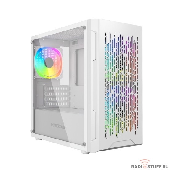 Powercase Mistral Micro D3W ARGB, Tempered Glass, 2x 140mm ARGB PWM+1x 120mm ARGB PWM, белый, mATX  (CMMDW-A3)