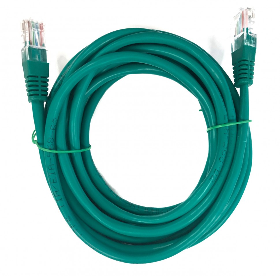 Патч-корд Technolink UTP4 cat 5e, 5,0м, ВС, LSZH, зеленый, литой коннектор
